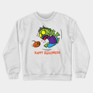 Happy Halloween with zombie Crewneck Sweatshirt